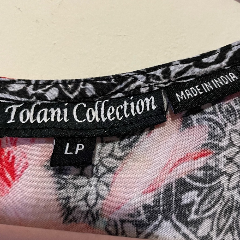 Tolani Collection Black/Pink Floral Boho Geometric Tunic/Poncho. Rayon. Size LP - Picture 6 of 8